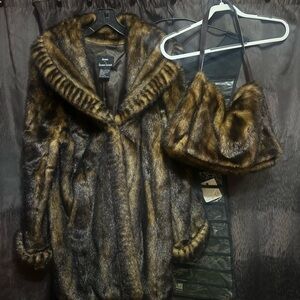 Fur coat and matching purse